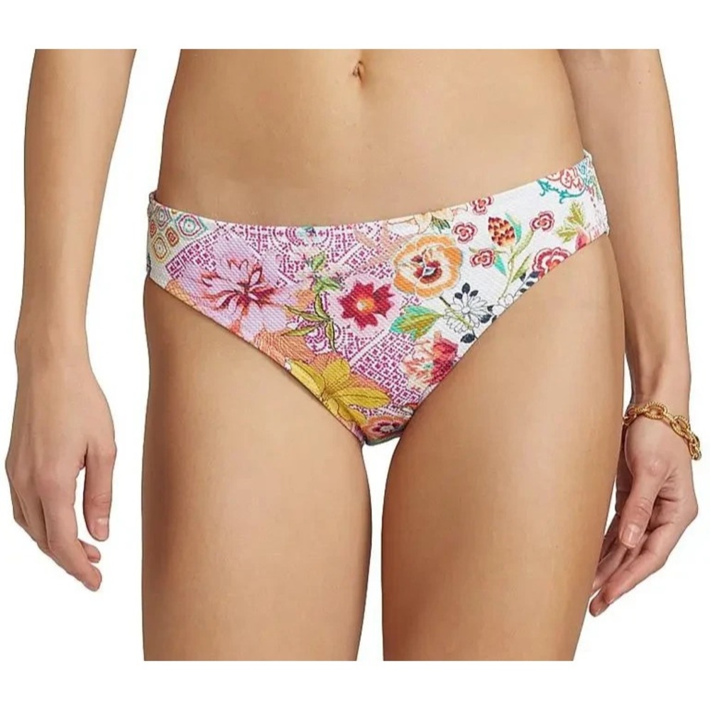 Johnny Was Paula Hipster Bikini Bottom Women XL Multicolor Floral Pique CSW3725M